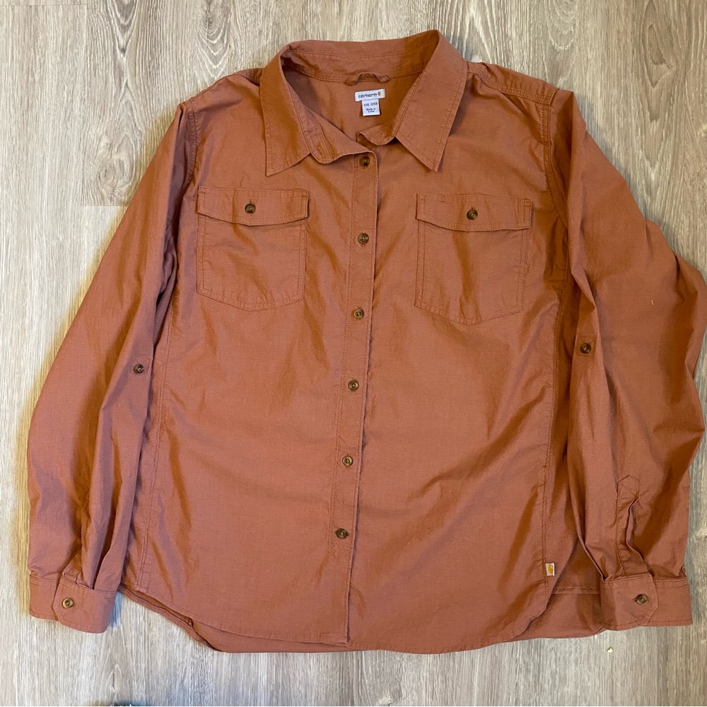 Carhartt Workwear Utility Outdoor Shirt Women’s XXL 20 Stretch Button Up Clay